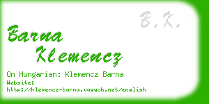 barna klemencz business card